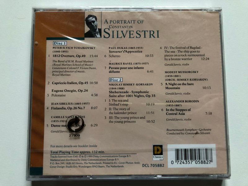 A Portrait Of Constantin Silvestri / Capriccio Italien, A Night on the Bare Mountain, Danse Macabre, In the Steppes of Central Asia, Sheherazade, Bournemouth Symphony Orchestra / Disky Classics 2x Audio CD 1999 / DCL 705882 (0724357058827)