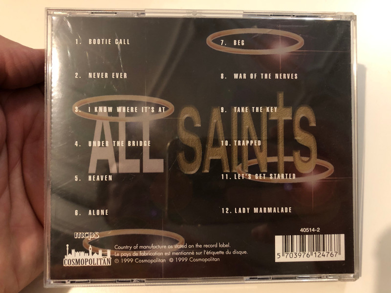 A Tribute To The Greatest Hits Of All Saints / Featuring... Bootie Call, Never Ever, Lady Marmalade / Performed by Absolute Girl Power / Cosmopolitan Audio CD 1999 / 40514-2