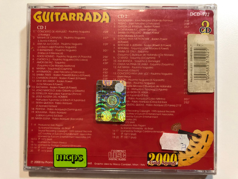 Guitarrada / Toquinho, Paulinho Nogueira, Baden Powell, Joao Gilberto, Atahualpa Yupanqui, Jose Feliciano, Pablo Aranjuez / Gold Sound 2000 2x Audio CD 2000 / DCD-922