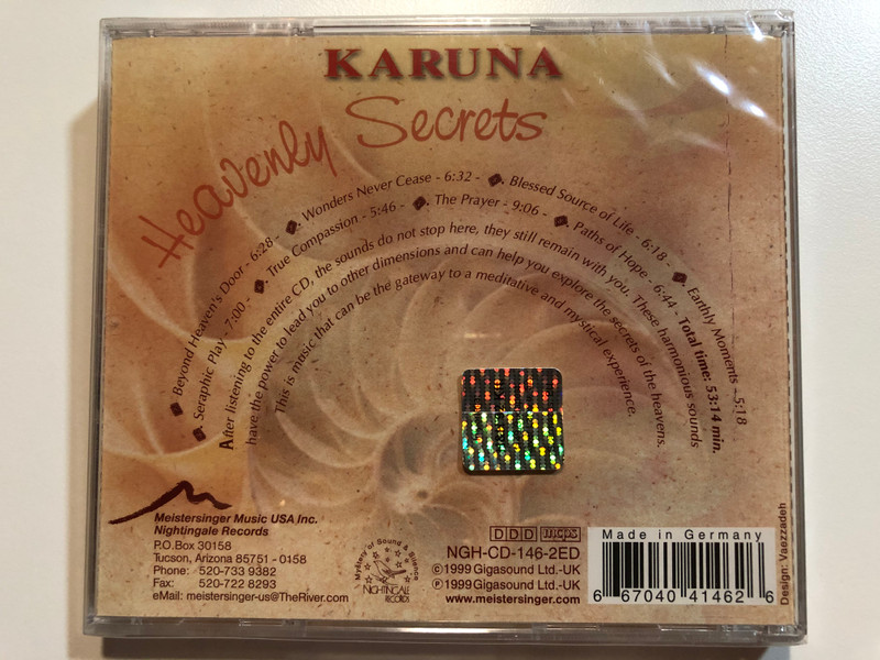 Heavenly Secrets - Karuna / Nightingale Records Audio CD 1999 / NGH-CD-146ED