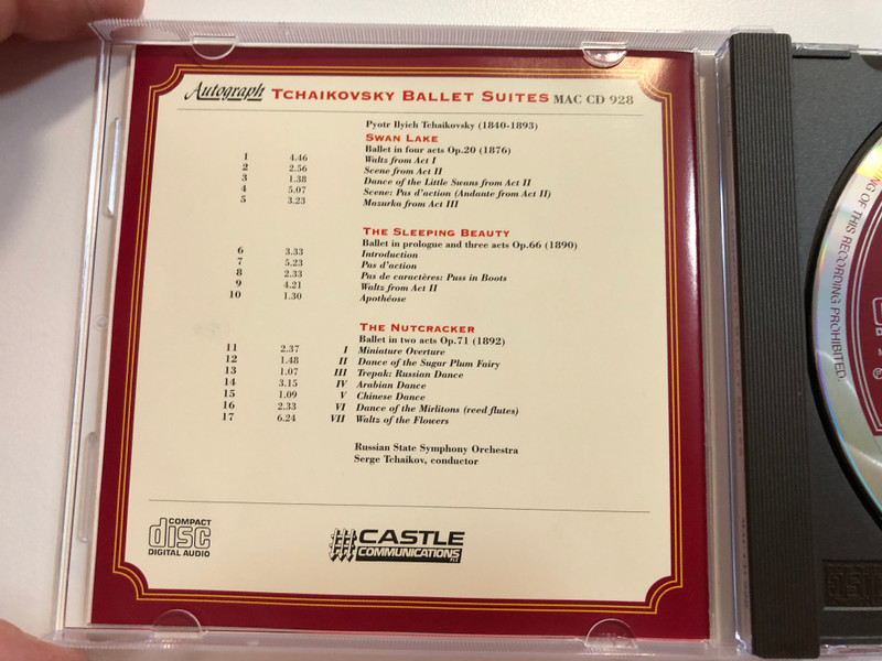 Pyotr Ilyich Tchaikovsky – Ballet Suites: Swan Lake, Sleeping Beauty, Nutcracker / Autograph Audio CD 1997 / MAC CD 928