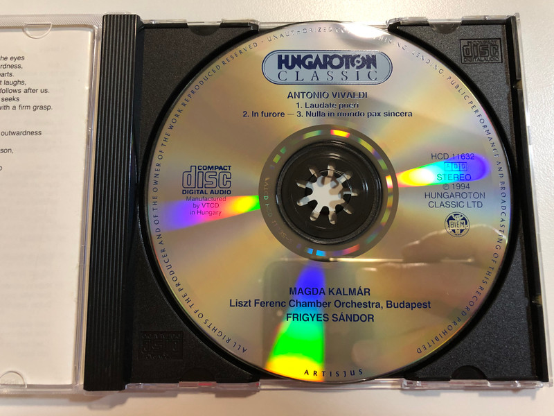 Vivaldi - Laudate Pueri; In Furore; Nulla In Mundo Pax Sincera / Magda Kalmár, Liszt Ferenc Chamber Orchestra, Budapest, Frigyes Sándor / Hungaroton Classic Audio CD 1994 / HCD 11632