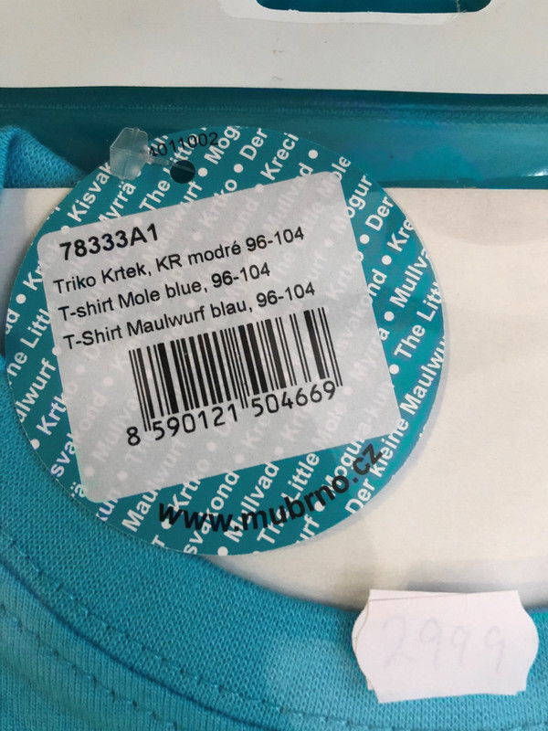 T-shirt Mole blue 96-104 scooter / Krtek Triko modré 106-116 koloběžka / T-Shirt Maulwurf blau Roller / Kisvakond pamut rövid ujjú póló / 78333A1 / Size: 96-104 (8590121504669)