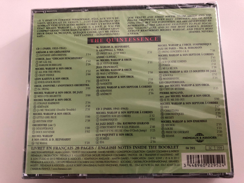 Michel Warlop – The Quintessence, Paris 1933-1943 / Collection Dirigee Par Alain Gerber Ouvrage Realise Par Daniel Nevers / Frémeaux & Associés 2x Audio CD 2013 / FA 295