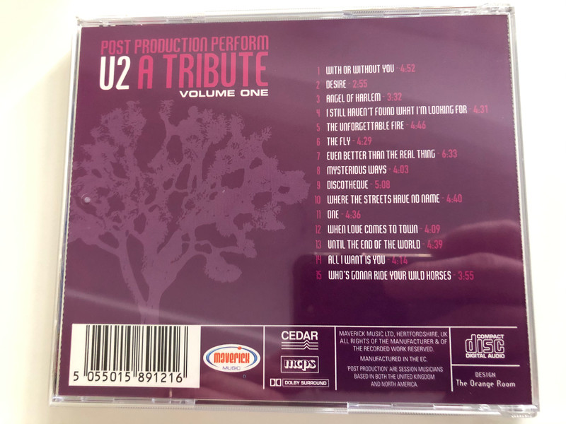 U2 A Tribute - Volume One / Post Profuction Perform / Where The Streets Have No Name, Discotheque, Angel Of Harlem, Mysterious Ways, With Or Without You, And More... / Maverick Music Audio CD / 22-2161