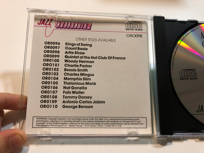 Artie Shaw - One Night Stand / Jazz Collection / Object Enterprises Ltd. Audio CD 1990 / ORO098