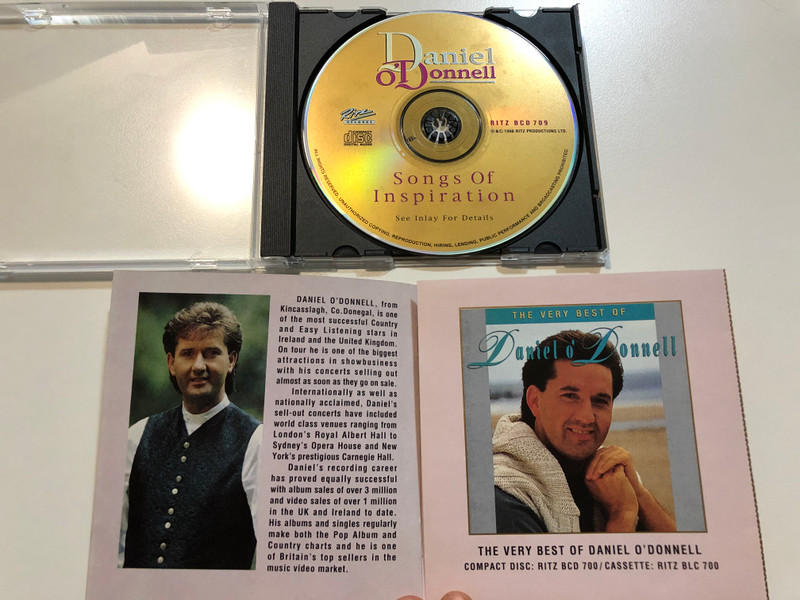 Songs Of Inspiration - Daniel O'Donnell / 20 Tracks Featuring: Footsteps, My Forever Friend, Why Me Lord, Amazing Grace, It Is No Secret, How Great Thou Art / Ritz Records Audio CD 1996 / RITZ BCD 709
