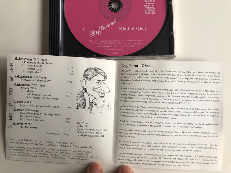 Guy Porat - A Different Kind Of Oboa / OnVox Classics Audio CD 2000