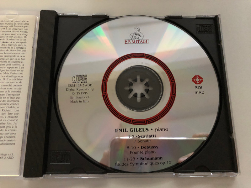 Emil Gilels (piano) - Scarlatti: 7 Sonates, Debussy: Pour Le Piano, Schumann: Études Symphoniques Op.13 / Ermitage Audio CD 1995 / ERM 163-2