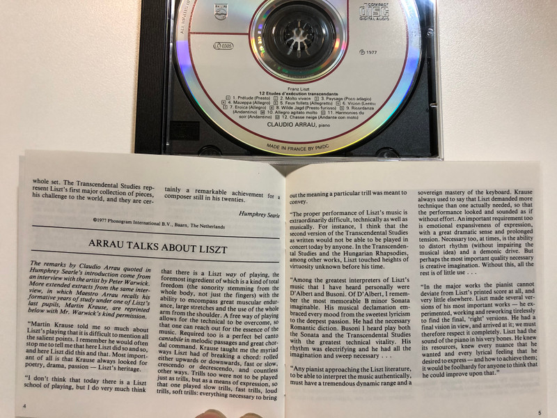 Liszt – 12 Etudes D'Exécution Transcendante / Claudio Arrau / Philips Audio CD / 416 458-2