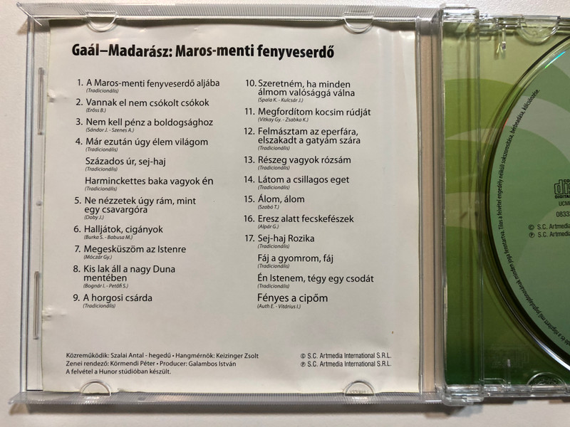 Madarasz Katalin, Gaal Gabriella: Maros-menti fenyveserdo / S.C.Artmedia International S.R.L. Audio CD / 08332 RNR. 