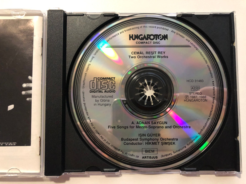 Cemal Resit Rey / Turk Sahneleri, Scenes From Turkey, Turkiye (Turk Rapsodisi), Turkey (Turkish Rhapsody) / A. Adnan Saygun / Orkestra ve Mezzo-Soprano Icin 5 Lied / Hungaroton Audio CD 1988 Stereo / HCD 31483