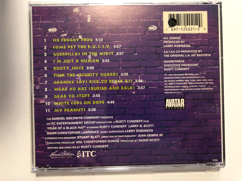 Fear Of A Black Hat (Original Motion Picture Soundtrack) / Avatar Audio CD 1994 / 697 124 021-2