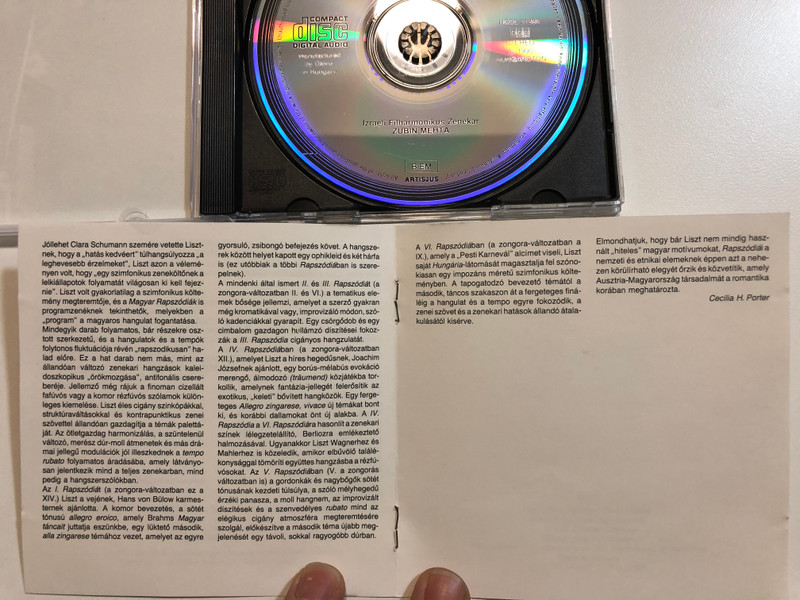 Liszt - Hungarian Rhapsodies (Ungarische Rhapsodien/Rhapsodies hongroises / Zubin Mehta, Israel Philharmonic Orchestra / Hungaroton Audio CD 1990 Stereo / HCDL 31380