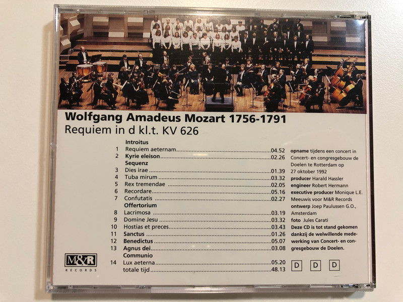 Budapest Concert Orkest, dirigent: Tamas Gal - Mozart: Requiem KV 626 / Academish Koor van Budapest, dirigent: Gabor Hollerung, sopraan: Julia Paszthy, mezzo-sopraan: Judit Nemeth, tenor: Janos Berkes / M&R Records Audio CD 1992 / 931