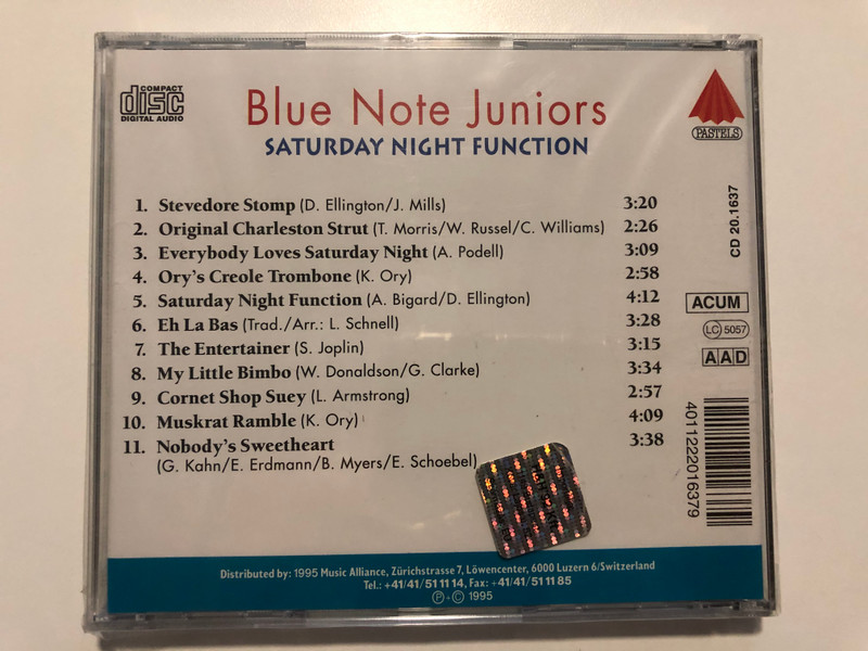 Blue Note Juniors – Saturday Night Function / Ory's Creole Trombone, Eh La Bas, The Entertainer, Muskrat Ramble, u.a. / Digital Remastered Jazz Edition / Pastels Audio CD 1995 / CD 20.1637