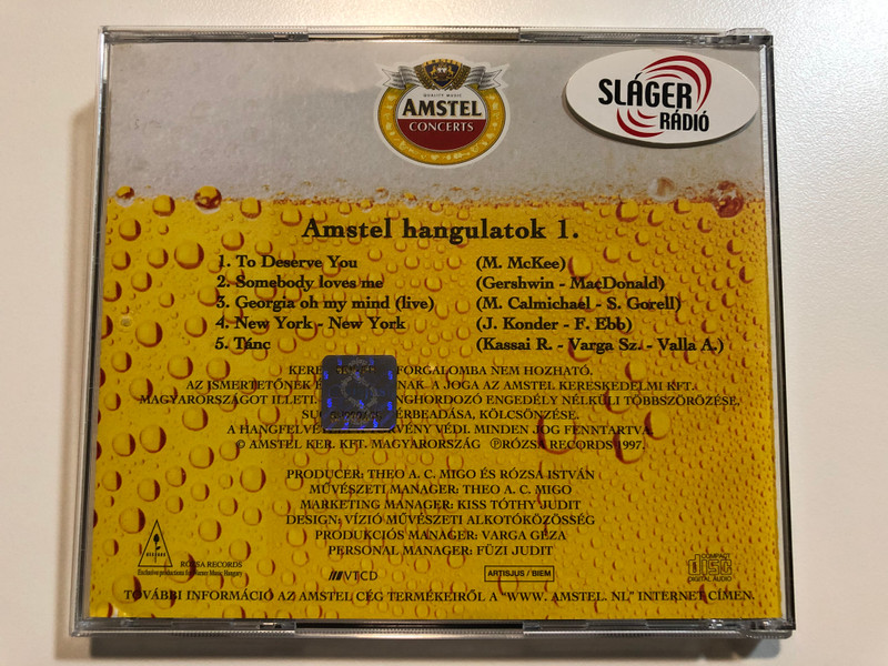 Cserháti Zsuzsa – Passion - Amstel Hangulatok I. / Rózsa Records Audio CD 1997 / RPRCD 0001