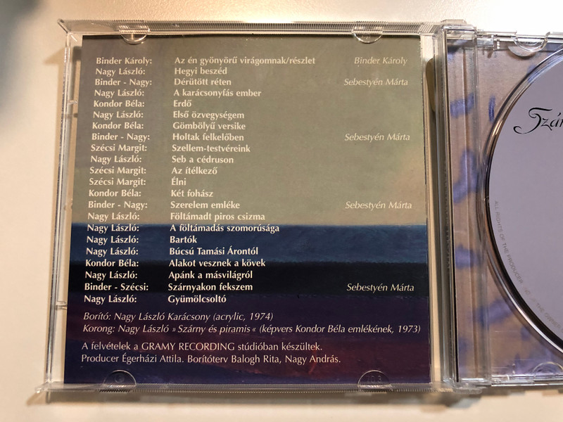 Szárnyakon Fekszem - Mohai Gábor, Sebestyén Márta, Binder Károly, Nagy Laszlo, Szecsi Margit, Kondor Bela / Gramy Records Audio CD 1999 / GR-019