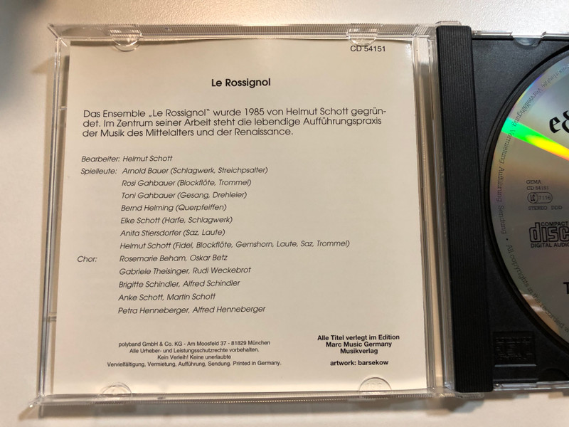 Edele Nerzin - Troubadour und Lautensplel aus dem Mittelater / Polyband Audio CD 1997 Stereo / CD 54151