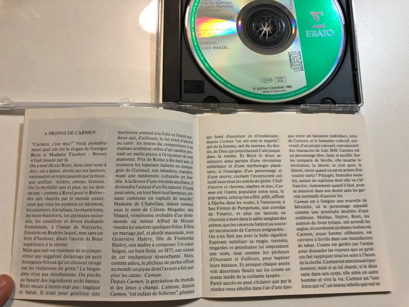 Georges Bizet - Carmen / Excepts: Julia Migenes Johnson, Placido Domingo, Ruggero Raimondi, Faith Esham / Orchestre National De France, Chœur Et Maîtrise De Radio France, Lorin Maazel / Erato Audio CD / 2292-45209-2