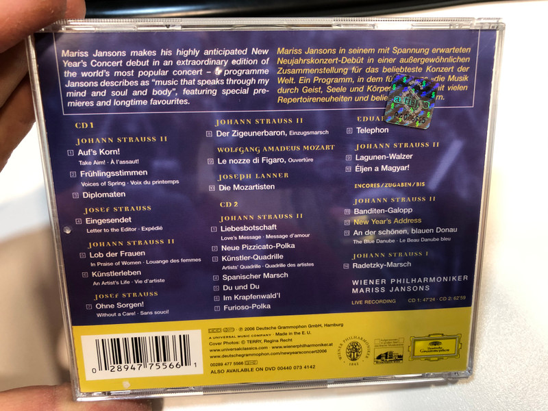 Neujahrskonzert 2006 - New Year's Concert / Wiener Philharmoniker, Mariss Jansons / Deutsche Grammophon 2x Audio CD 2006 / 00289 477 5566