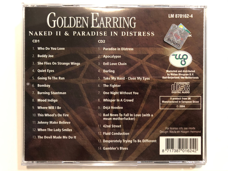 Golden Earring – Naked II & Paradise In Distress / She Files On Strange Wings, Bombay, Buddy Joe, Mood Indigo, Where Will I Be, When The Lady Smiles, The Devil Made Me Do It / Landmark 2x Audio CD 2004 / LM 870162-4