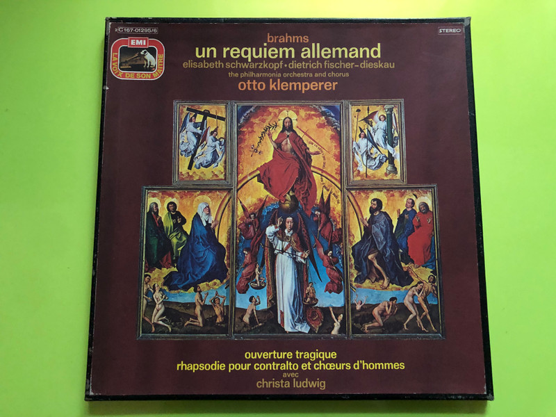 Brahms: Un Requiem Allemand / Elisabeth Schwarzkopf, Dietrich Fischer-Dieskau / The Philharmonia Orchestra And Chorus, Otto Klemperer / Overture tragique / La Voix De Son Maître 2x LP 1974 Stereo / 2C 167-01295/6
