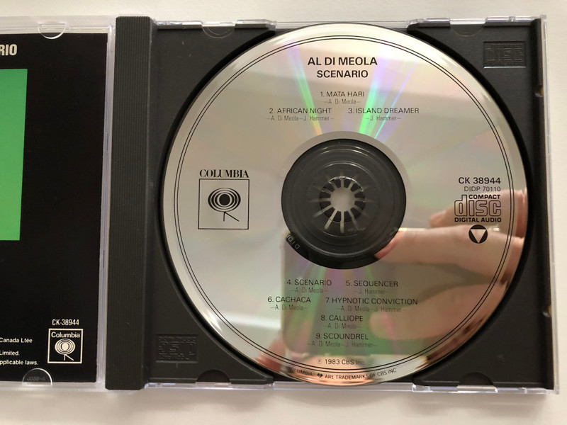 Al Di Meola – Scenario / Featuring performances by Phil Collins, Bill Bruford and Tony Levir / Includes Sequencer,Island Dreamer and Hypnotic Conviction / Columbia Audio CD 1983 / CK 38944