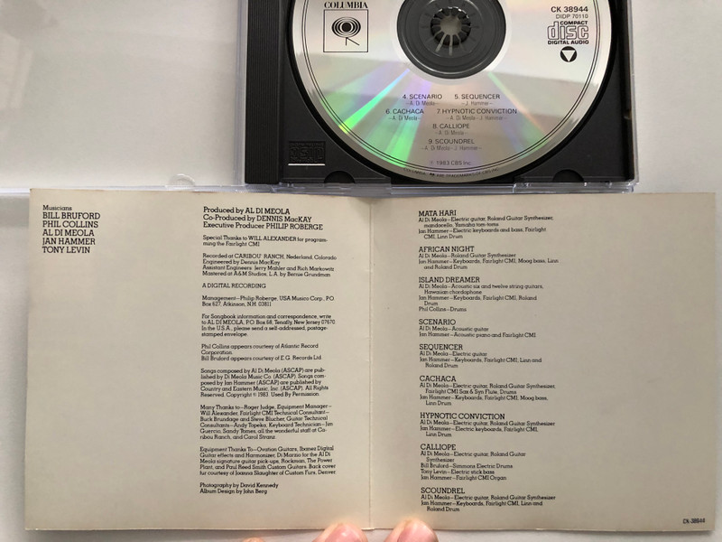 Al Di Meola – Scenario / Featuring performances by Phil Collins, Bill Bruford and Tony Levir / Includes Sequencer,Island Dreamer and Hypnotic Conviction / Columbia Audio CD 1983 / CK 38944