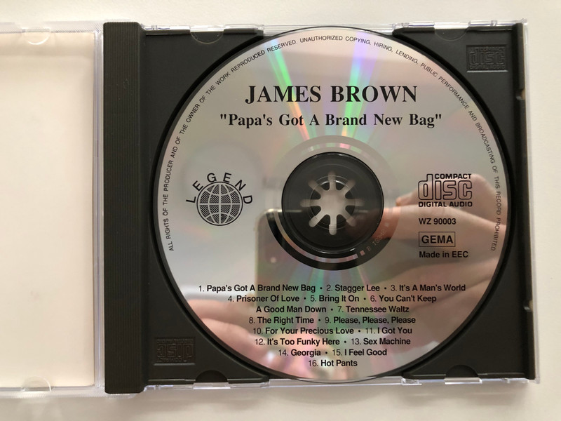 James Brown – ''Papa's Got A Brand New Bag'' / Stagger Lee, It's A Man's World, Tennessee Waltz, Sex Machine, I Feel Good, and many more... / Legend Audio CD 1993 / WZ 90003
