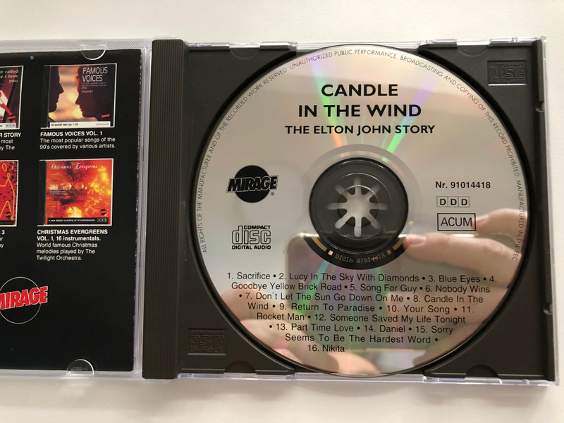 Candle In The Wind - The Elton John Story / His most popular tunes played by The Twilight Orchestra / A new digital recording of 16 instrumentals. / Mirage Audio CD / 91014418