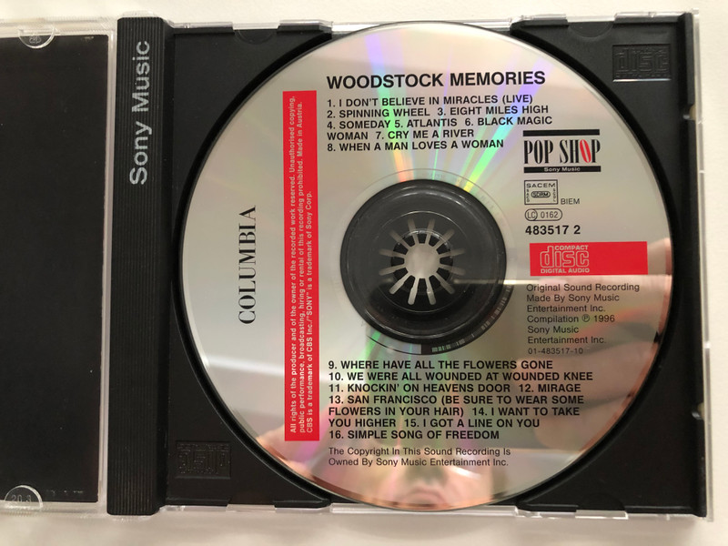 Woodstock Memories / Argent – I Don't Believe In Miracles (Live), Blood, Sweat And Tears - Spinning Wheel, Byrds - Eight Miles High, Fleetwood Mac - Black Magic Woman / Columbia Audio CD 1996 / 483517 2