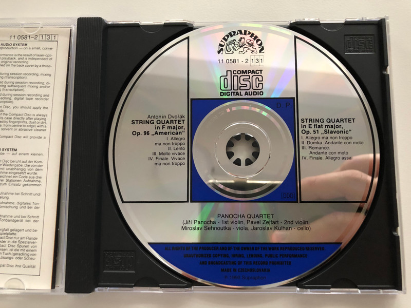 Antonín Dvořák - String Quartets In F Major, Op. 96 "American", In E Flat Major, Op. 51 "Slavonic" / Panocha Quartet / Supraphon Audio CD 1993 Stereo / 11 0581-2 131