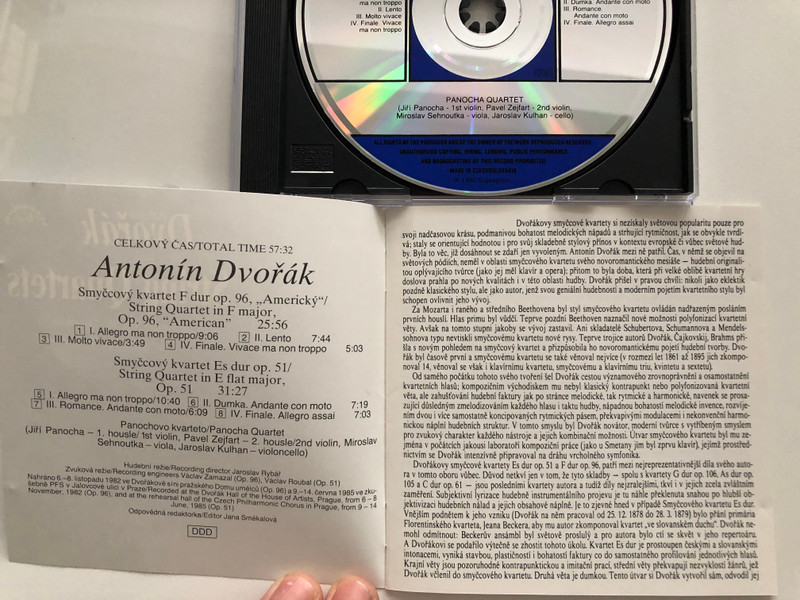 Antonín Dvořák - String Quartets In F Major, Op. 96 "American", In E Flat Major, Op. 51 "Slavonic" / Panocha Quartet / Supraphon Audio CD 1993 Stereo / 11 0581-2 131