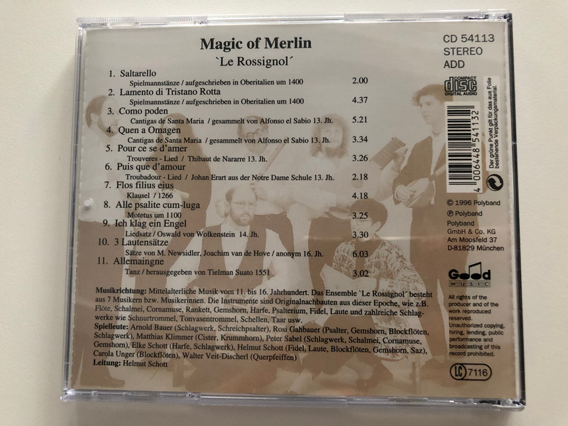 Magic Of Merlin (Die magische Musik des Mittelalters - ''Le Rossignol'' / Polyband Audio CD 1996 Stereo / CD 54113