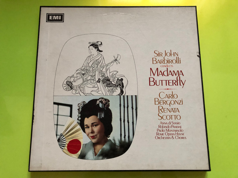 Sir John Barbirolli, Conducts Madama Butterfly / Carlo Bergonzi, Renata Scotto / Anna di Stasio, Rolando Panerai, Paolo Montarsolo, Rome Opera House Orchestra & Chorus / His Master's Voice 3x LP Stereo / SAN 184-6