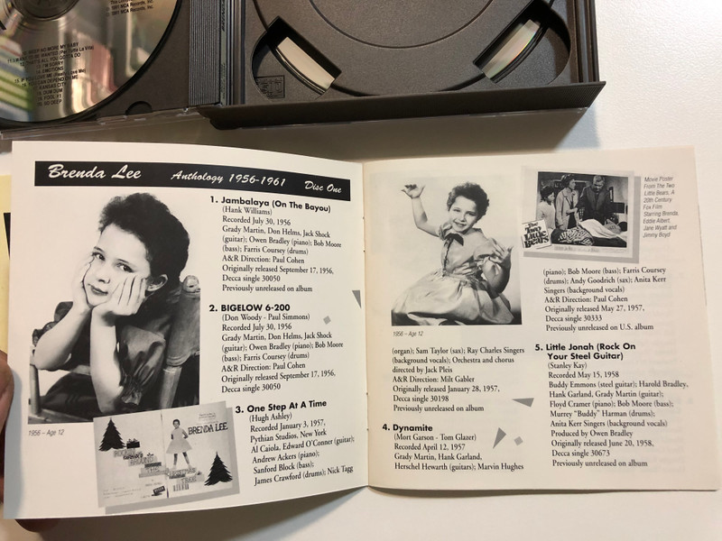 Brenda Lee – Anthology 1956-1980 / The Definitive Brenda Lee Collection 40 Songs on Two Compact Discs. Contains all of her Top 20 Pop Hits. / Contains 1 Hour 45 Minutes of music / MCA Records 2x Audio CD 1991 / MCD 10384