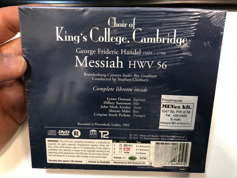 Choir of King's College, Cambridge - George Frideric Handel - Messiah / Brabdenburg Consort leader Roy Goodman, Conducted by Stephen Celobury / House of Classics 2x Audio CD + DVD CD 2010 / 220304
