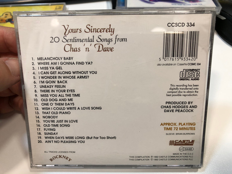 20 Sentimental Songs From Chas 'n' Dave - Yours Sincerely / The Collector Series / Castle Communications Audio CD 1992 / CCSCD 334