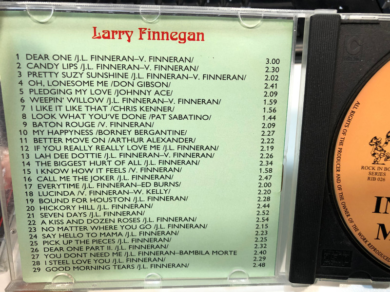 Larry Finnegan – Greatest Hits / Rock In Box Audio CD 1996 / RIB CD 026