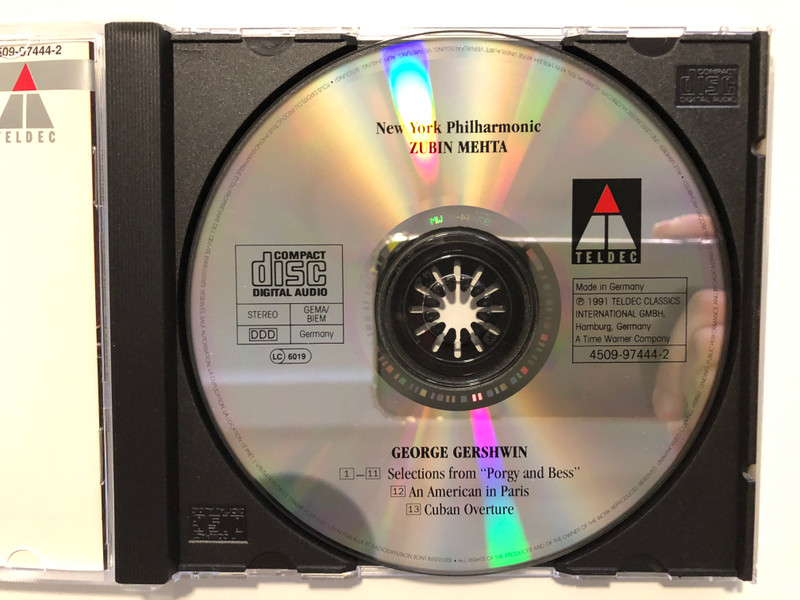 Gershwin - An American in Paris, Porgy and Bess Suite, Cuban Ouverture / Roberta Alexander, Gregg Baker / New York Philharmonic, Zubin Mehta / Teldec Audio CD 1991 Stereo / 4509-97444-2