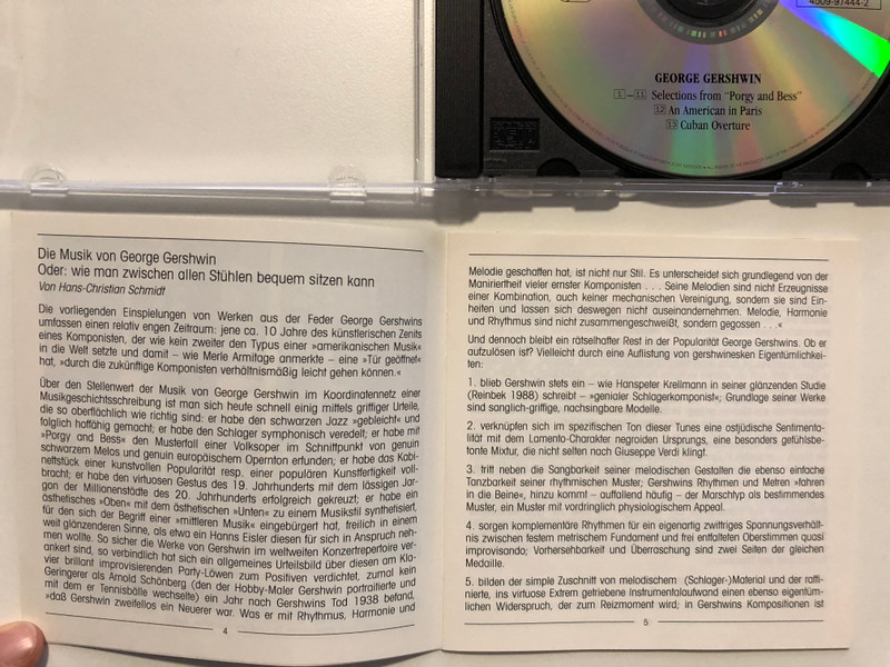 Gershwin - An American in Paris, Porgy and Bess Suite, Cuban Ouverture / Roberta Alexander, Gregg Baker / New York Philharmonic, Zubin Mehta / Teldec Audio CD 1991 Stereo / 4509-97444-2