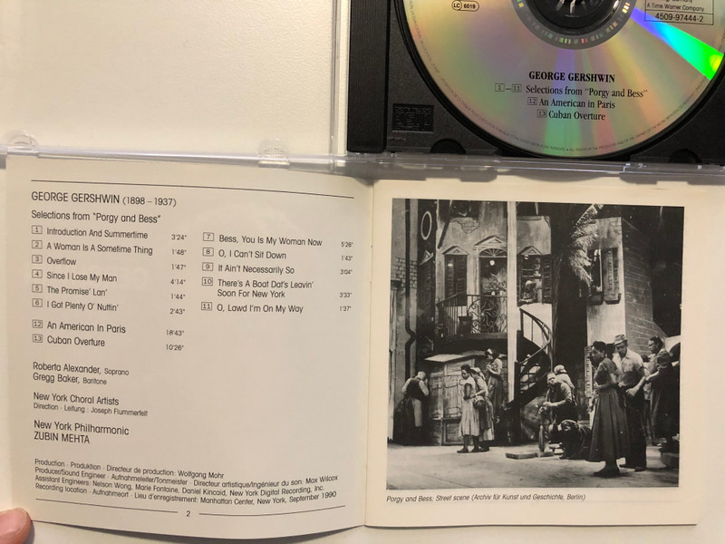 Gershwin - An American in Paris, Porgy and Bess Suite, Cuban Ouverture / Roberta Alexander, Gregg Baker / New York Philharmonic, Zubin Mehta / Teldec Audio CD 1991 Stereo / 4509-97444-2