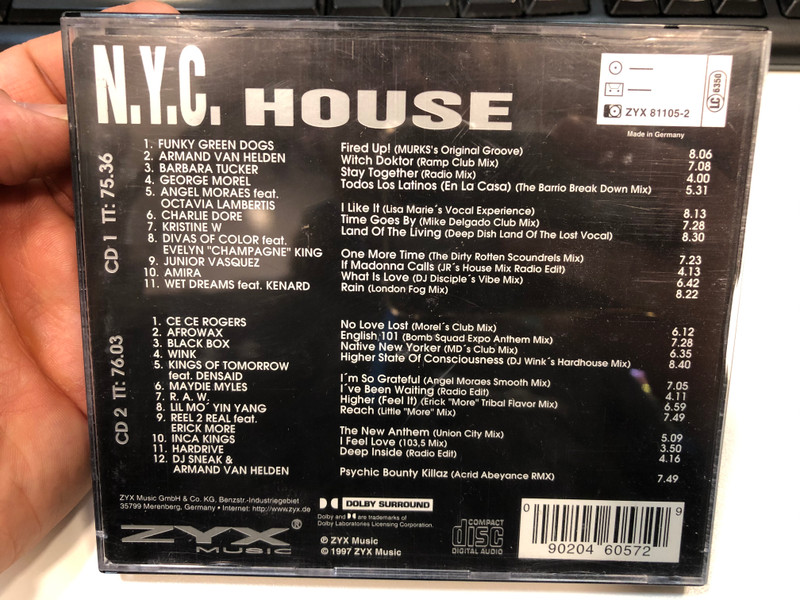 N.Y.C. House / Angel Moraes, Funky Green Dogs, Barbara Tucker, Kristine W., Junior Vasquez, and more / ZYX Music 2x Audio CD 1997 / ZYX 81105-2