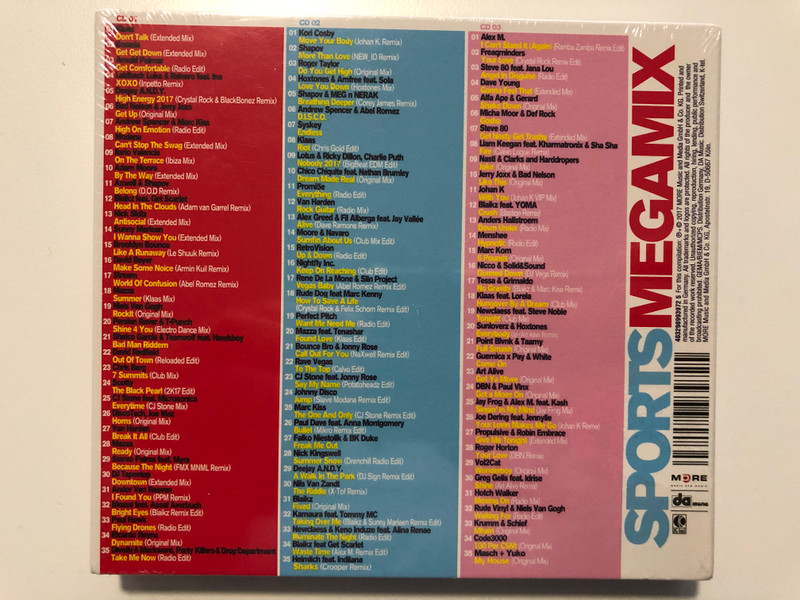 Sports Megamix 2017.2 / The Ultimate 128-192bpm Fitness-mix on 3cds / Axwell & Shapov, Micha Moor & Def Rock, Andrew Spencer & Abel Romez, Jay Frog & Alex M. Feat. Kash, Mazza, Klaas / MORE Music and Media 3x Audio CD 2017 / 899397-2