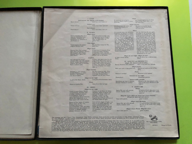 Beethoven – Missa Solemnis - Toscanini / RCA Red Seal 2x LP / LM-6013
