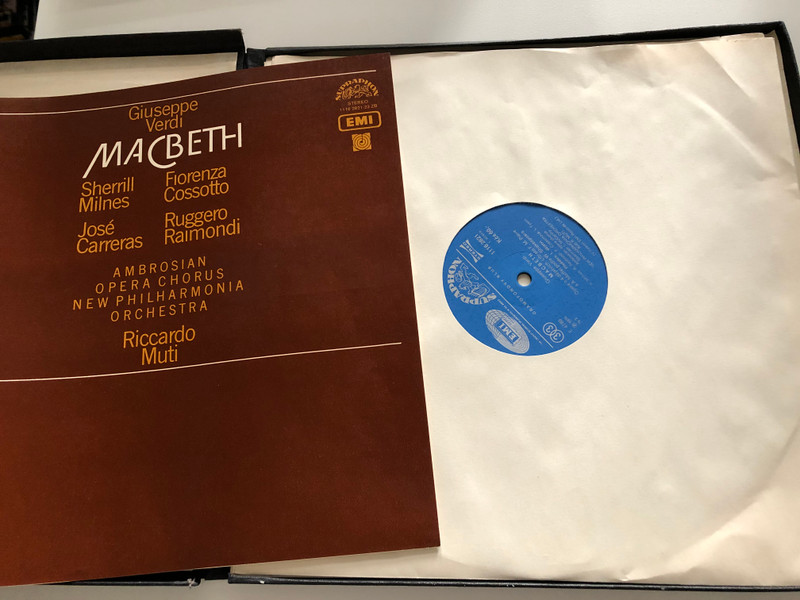 Giuseppe Verdi - Macbeth / Sherrill Milnes, Florenza Cossotto, Jose Carreras, Ruggero Raimondi / Ambrosian Chorus, New Philharmonia Orchestra, Riccardo Muti / Supraphon 3x LP 1979 Stereo / 1116 2821-23 ZB