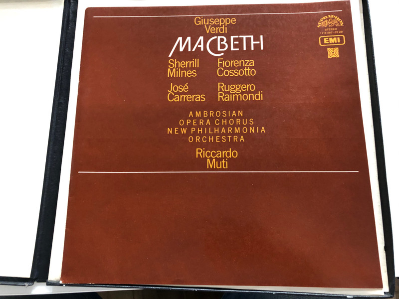 Giuseppe Verdi - Macbeth / Sherrill Milnes, Florenza Cossotto, Jose Carreras, Ruggero Raimondi / Ambrosian Chorus, New Philharmonia Orchestra, Riccardo Muti / Supraphon 3x LP 1979 Stereo / 1116 2821-23 ZB