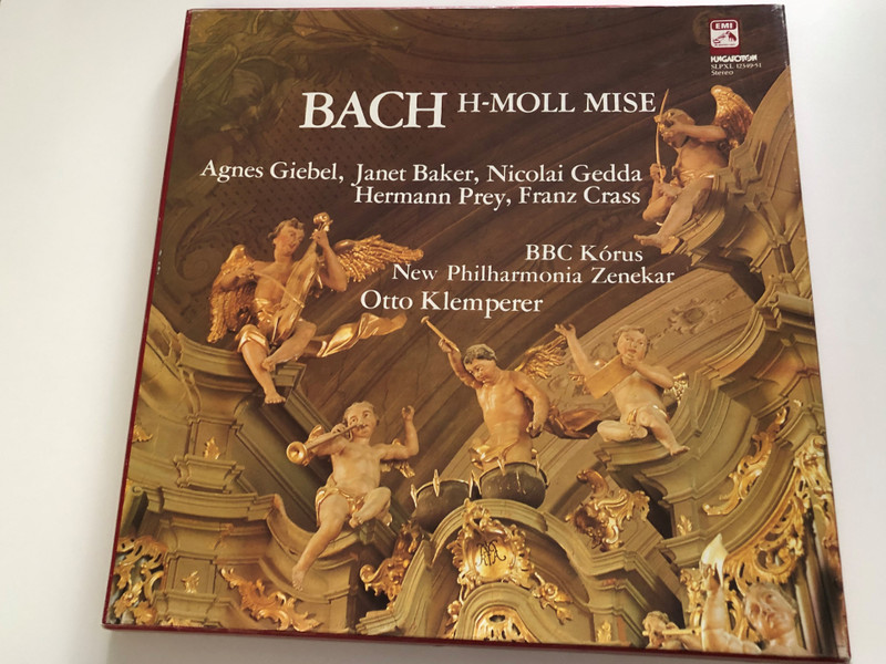 Bach: H-Moll Mise / Agnes Giebel, Janet Baker, Nicolai Gedda, Hermann Prey, Franz Crass / BBC Korus, New Philharmonia Zenekar, Otto Klemperer / Hungaroton 3x LP 1981 Stereo / SLPXL 12349-51