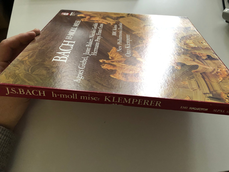 Bach: H-Moll Mise / Agnes Giebel, Janet Baker, Nicolai Gedda, Hermann Prey, Franz Crass / BBC Korus, New Philharmonia Zenekar, Otto Klemperer / Hungaroton 3x LP 1981 Stereo / SLPXL 12349-51